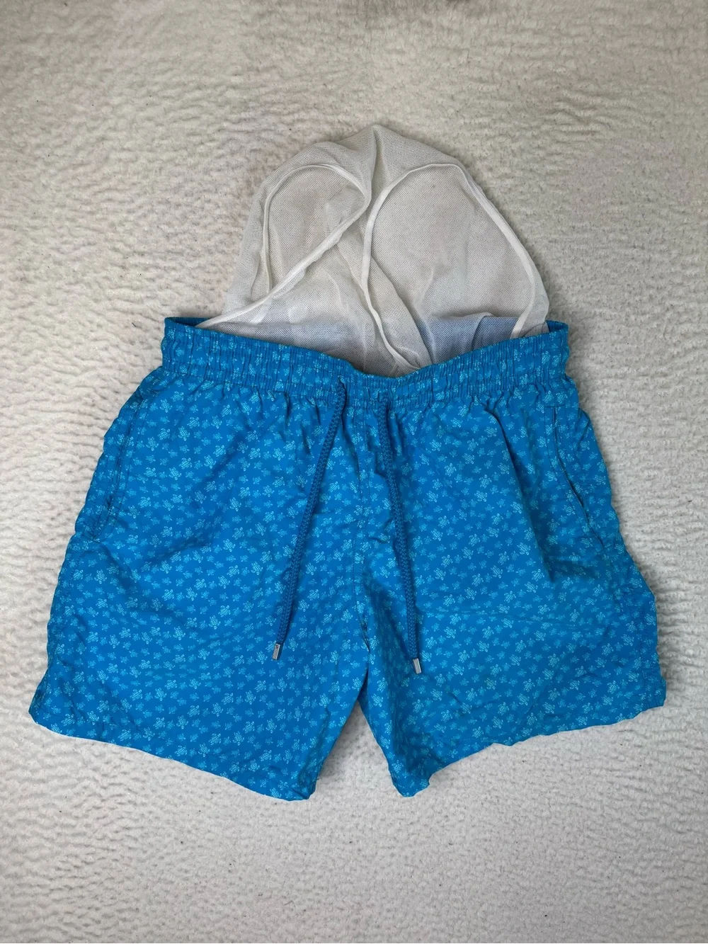 Vilebrequin Mini Turtles Moorea Swim Trunks Shorts Blue Hawaii Men's Size Large